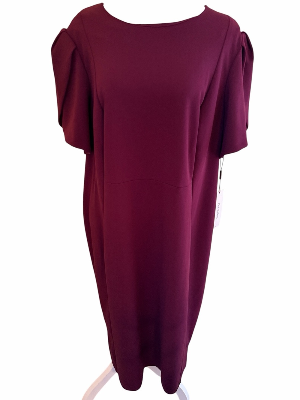 Calvin Klein  Burgundy(Aubergine) Short Tulip Sleeve Sheath Dress 20W